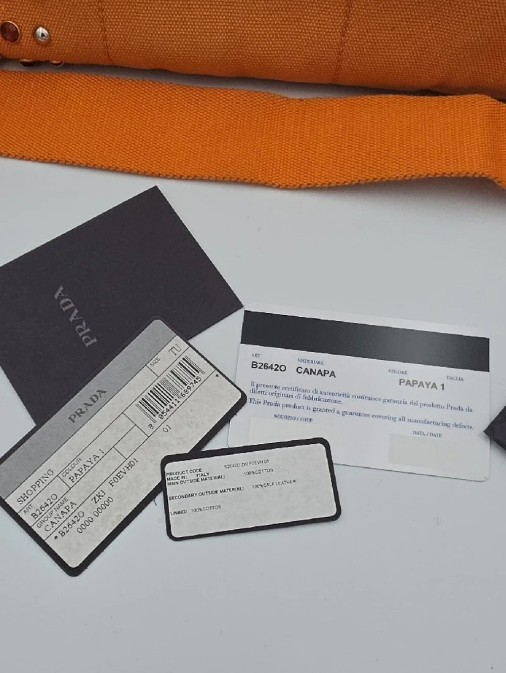 Prada Orange Papaya Canapa Gromment & Studded Large Tote (COA/HARD CARD)(EUC)🧡✨